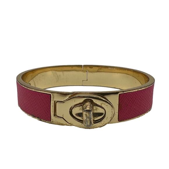COACH Leather Turn Lock Hinges Bangle Bracelet - Picture 2 of 8